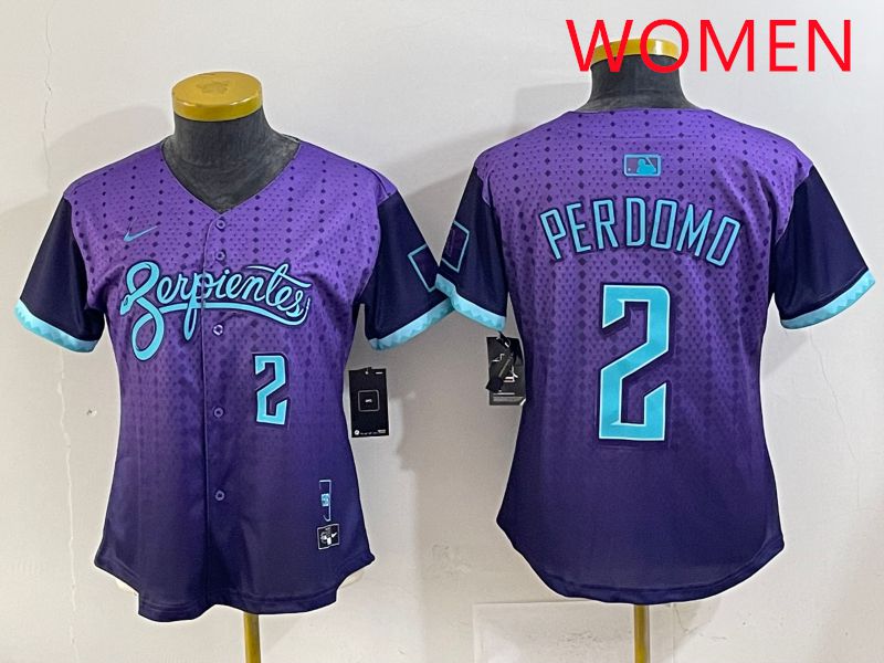 Women 2025 Arizona Diamondback #2 Perdomo Purple Joint Name Nike MLB Jersey style 6->women mlb jersey->Women Jersey